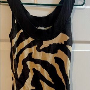 Cache Black and Tan Zebra Print Top